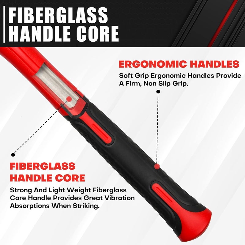 ct 3 Piece Ball Peen Hammer, 16oz 32oz 48oz, Fiberglass Handle hammer for Ball Peen, Blow Striking Ball Pein Hammer Handle Tool with Forged Steel Construction for Metal Working - Image 5
